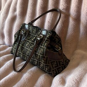 Fendi Zucca Black and Brown Shoulder Bag